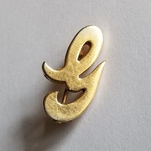 Vintage letter G brooch pin gold silver tone monogram alphabet initial